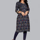 Party Wear Kurti Rayon Viscose Blue Foil Print Kurtis