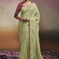 Designer Viscose Green Embroidered Saree