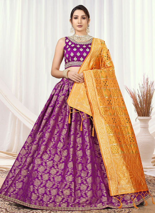 Lehenga Choli Viscose Purple Jacquard Work Lehenga Choli