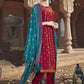 Pant Style Suit Silk Viscose Red Digital Print Salwar Kameez