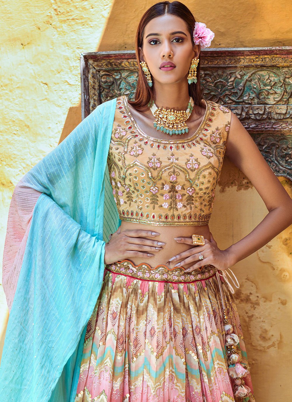 A Line Lehenga Viscose Multi Colour Digital Print Lehenga Choli