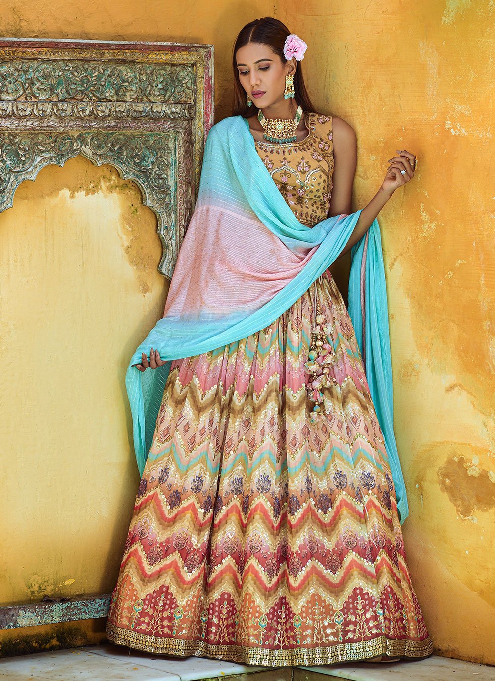 A Line Lehenga Viscose Multi Colour Digital Print Lehenga Choli