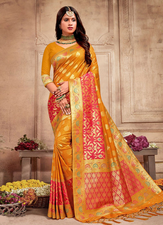 Classic Silk Viscose Mustard Weaving Saree