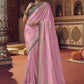 Contemporary Viscose Pink Embroidered Saree