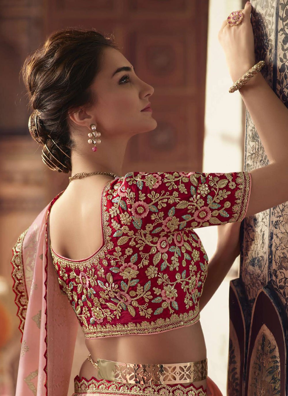 Contemporary Viscose Pink Embroidered Saree