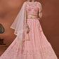 Lehenga Choli Georgette Viscose Pink Print Lehenga Choli