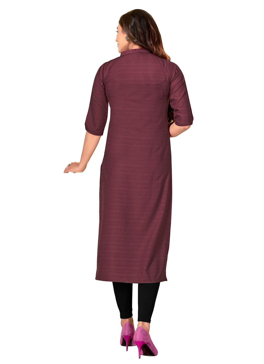 Party Wear Kurti Nylon Viscose Purple Print Kurtis