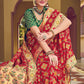 Contemporary Pure Georgette Viscose Red Embroidered Saree