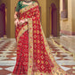 Contemporary Pure Georgette Viscose Red Embroidered Saree