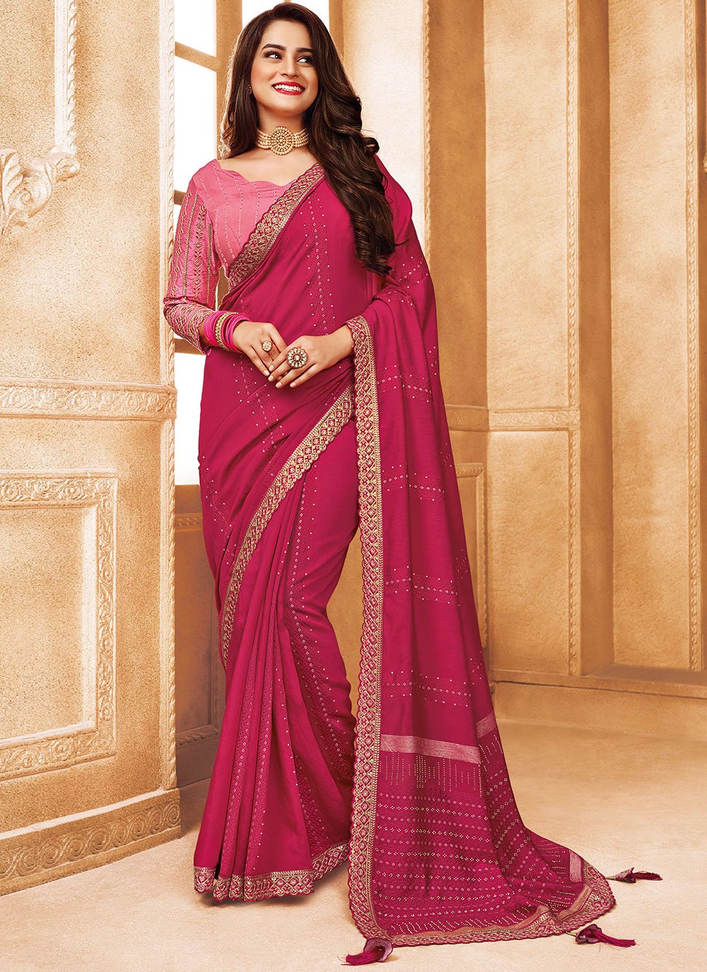 Classic Cotton Viscose Red Patch Border Saree