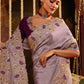 Designer Viscose Lavender Embroidered Saree