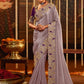 Designer Viscose Lavender Embroidered Saree