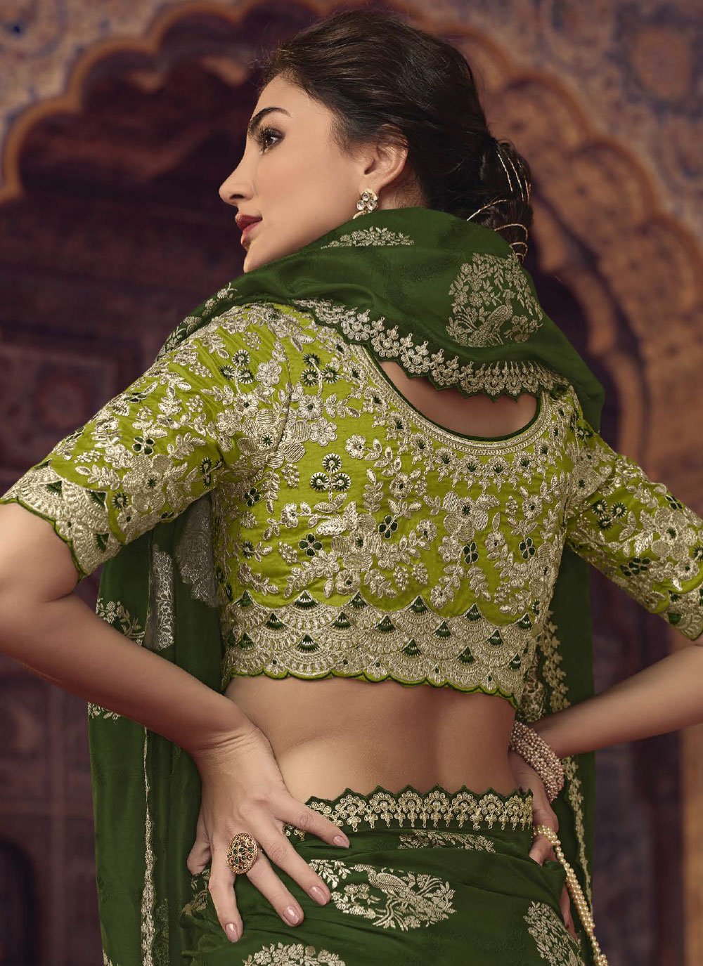 Classic Viscose Green Embroidered Saree