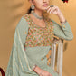 Straight Salwar Suit Georgette Viscose Sea Green Embroidered Salwar Kameez