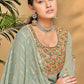 Straight Salwar Suit Georgette Viscose Sea Green Embroidered Salwar Kameez