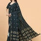 Classic Silk Viscose Teal Print Saree