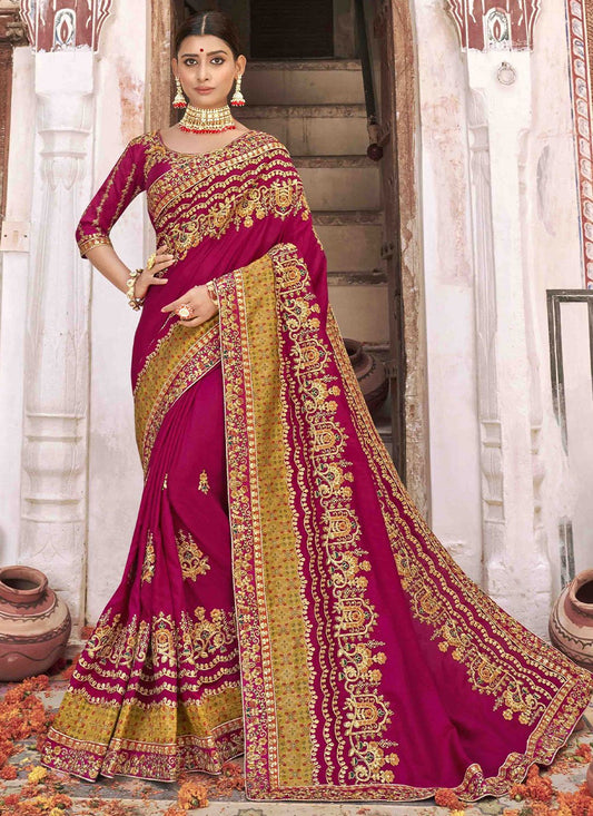 Traditional Saree Silk Viscose Rani Diamond Saree