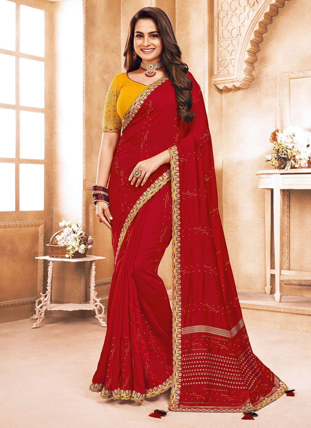 Trendy Saree Cotton Viscose Maroon Patch Border Saree