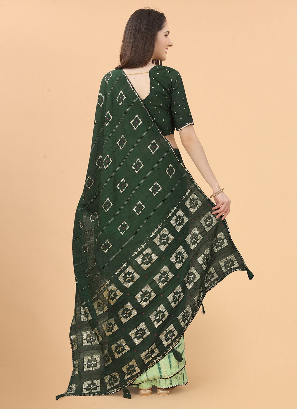 Classic Silk Viscose Green Print Saree