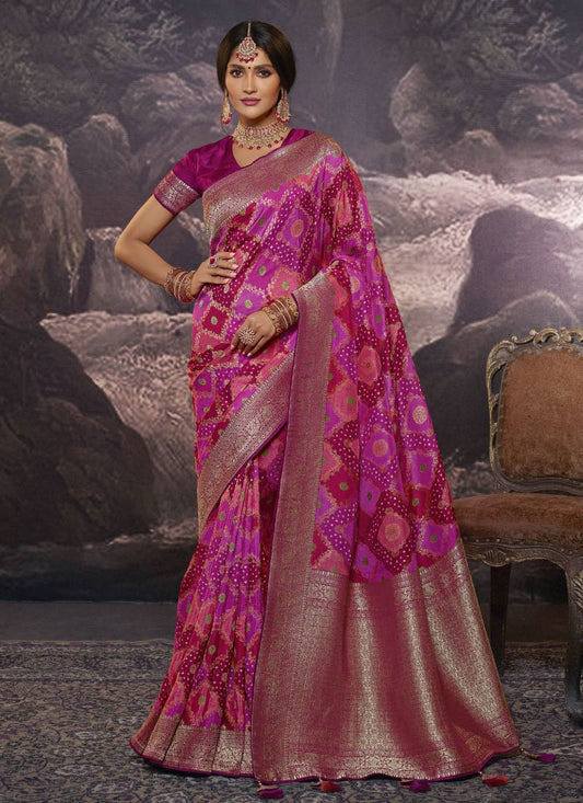 Contemporary Viscose Pink Weaving Saree