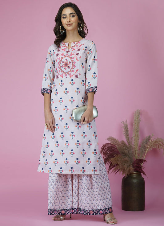 Designer Kurti Viscose White Print Kurtis