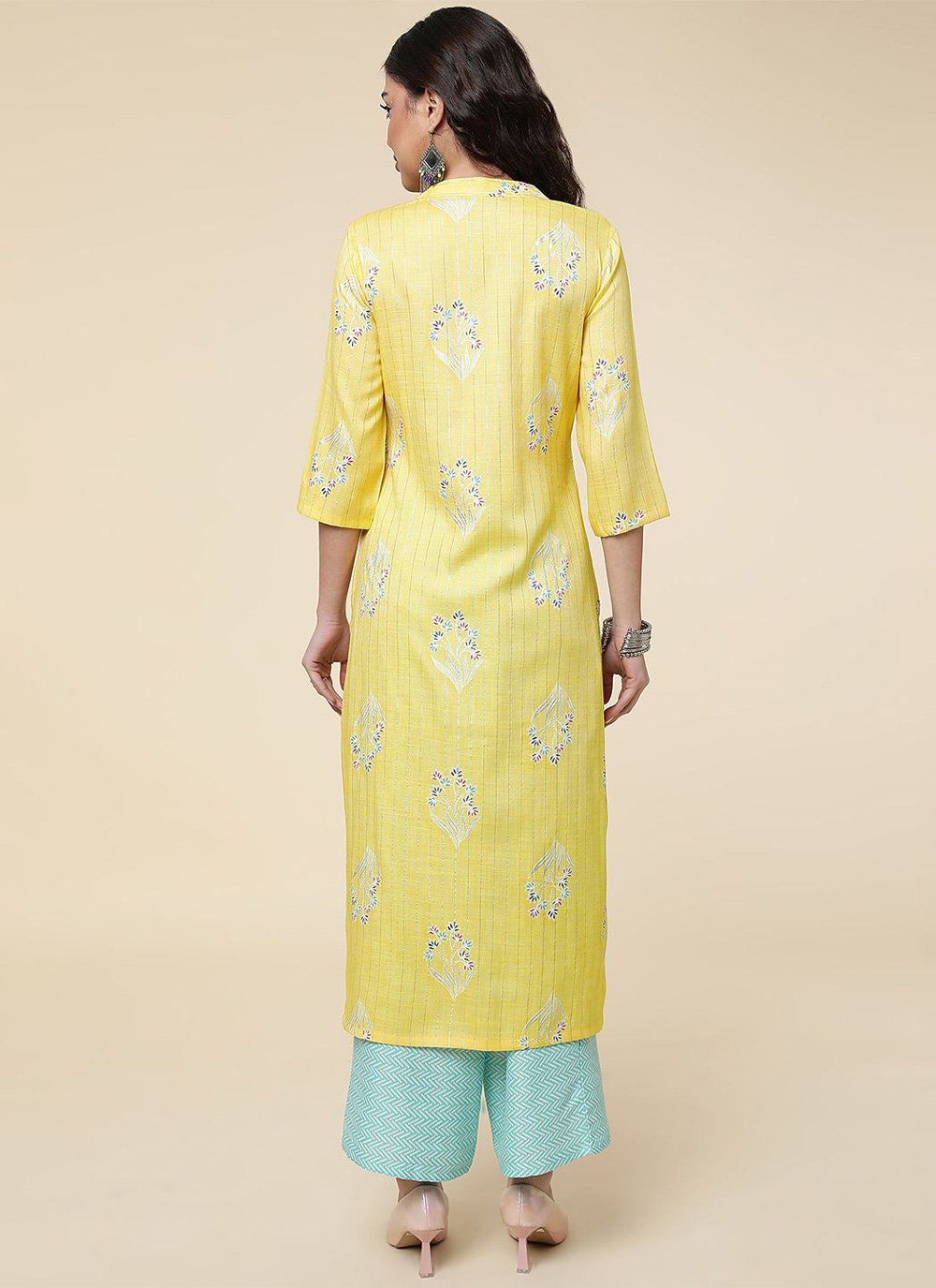 Salwar Suit Viscose Yellow Foil Print Salwar Kameez