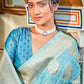 Designer Banarasi Silk Aqua Blue Weaving Saree