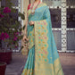 Contemporary Art Silk Aqua Blue Meenakari Saree
