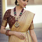 Trendy Saree Art Silk Beige Meenakari Saree