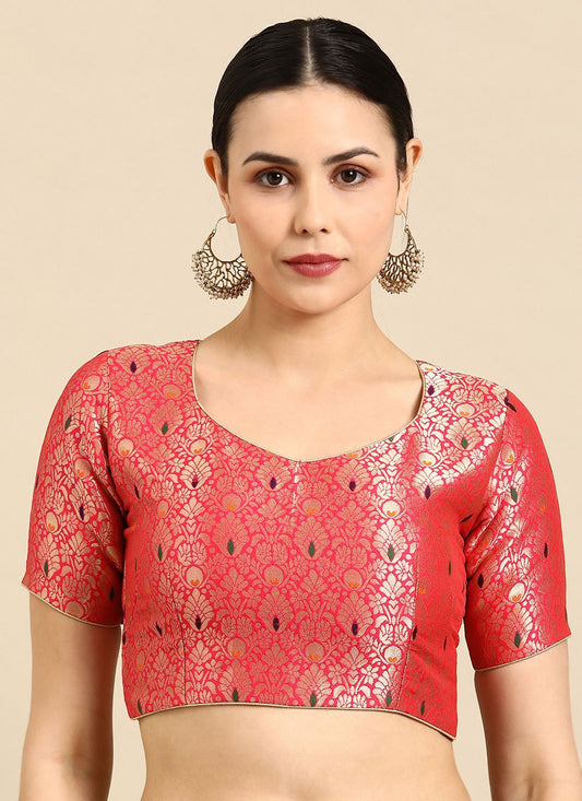 Blouse Banarasi Jacquard Red Weaving Blouse