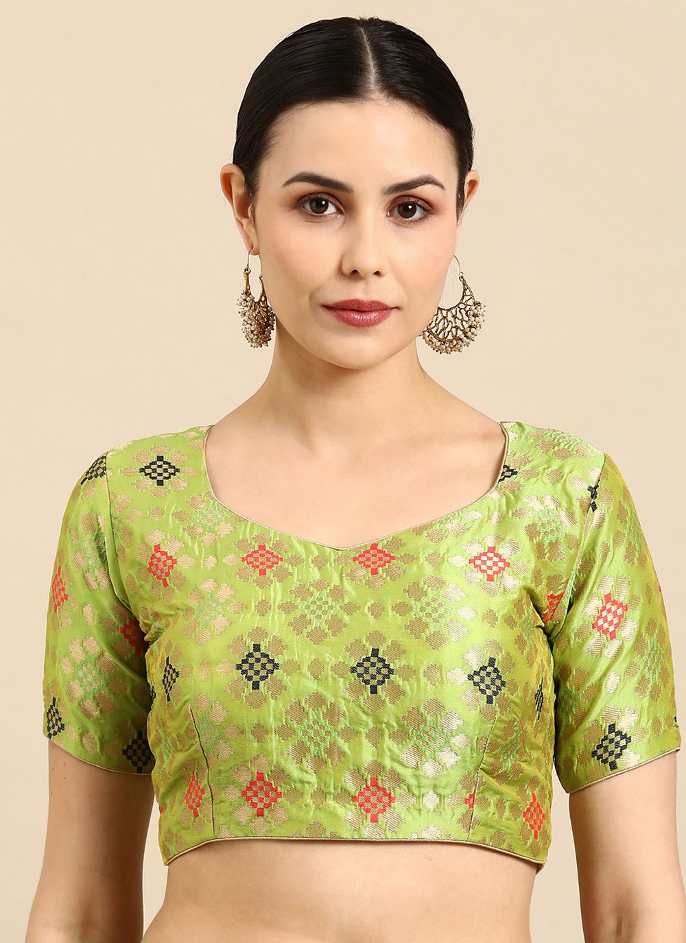 Blouse Banarasi Jacquard Sea Green Weaving Blouse