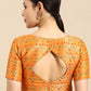 Designer Blouse Banarasi Jacquard Orange Weaving Blouse