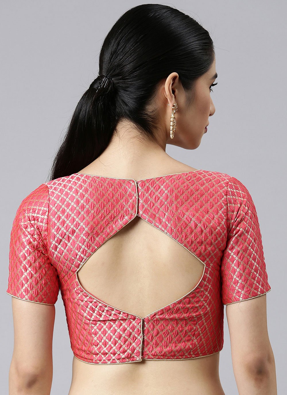 Designer Blouse Banarasi Jacquard Pink Weaving Blouse