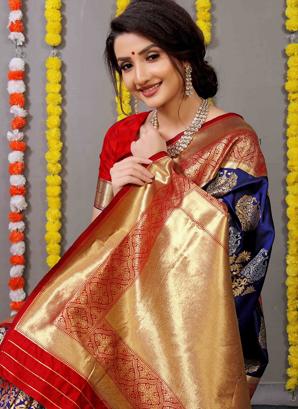 Contemporary Banarasi Silk Blue Weaving Saree