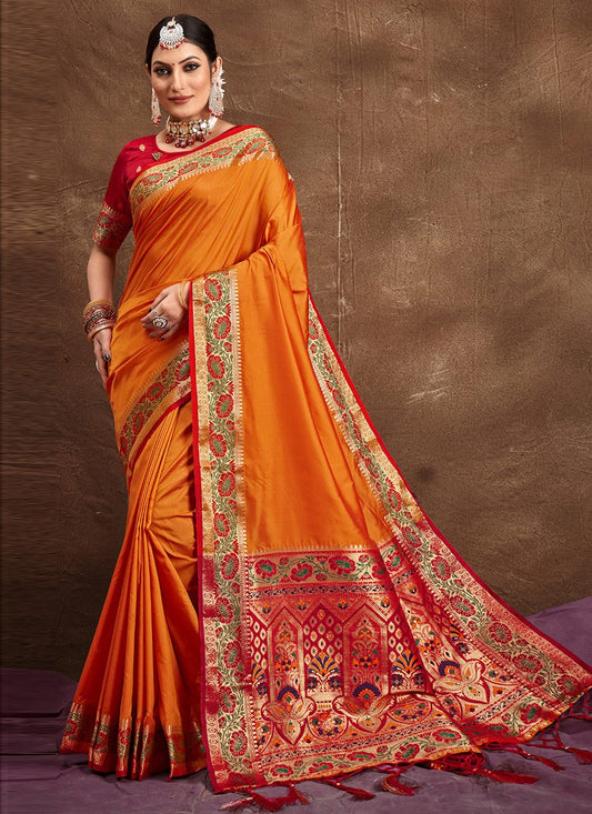 Traditional Saree Banarasi Silk Mustard Weaving Saree