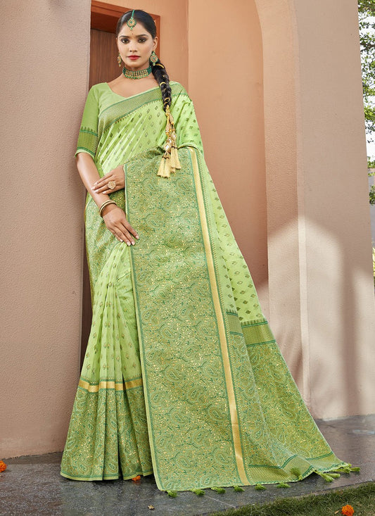 Traditional Saree Banarasi Silk Green Weaving Saree