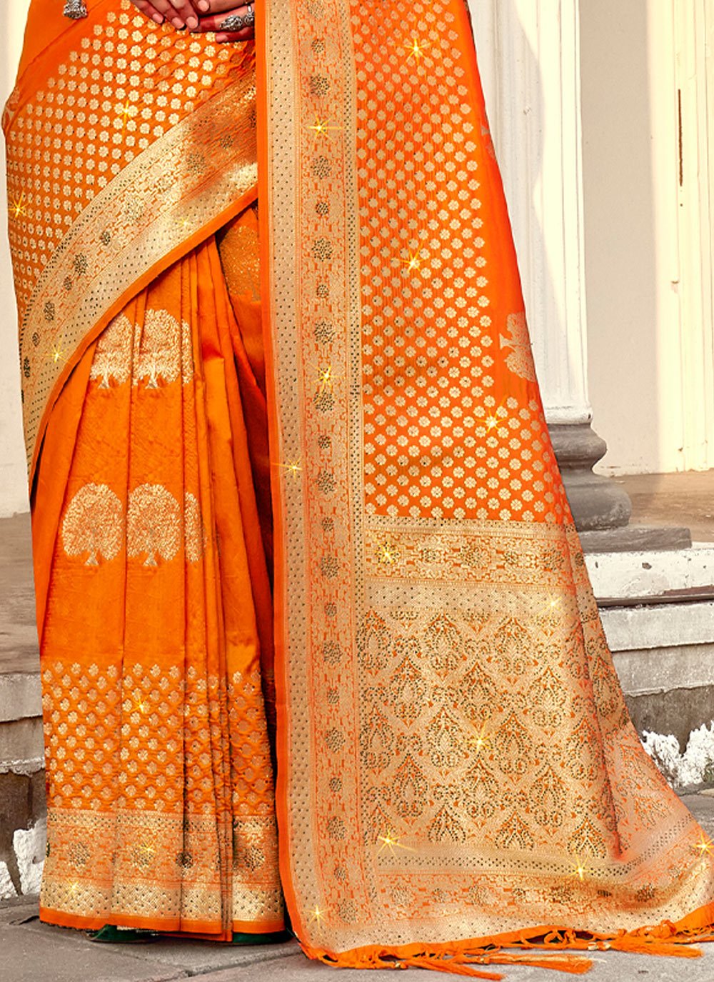 Traditional Saree Banarasi Silk Mustard Weaving Saree