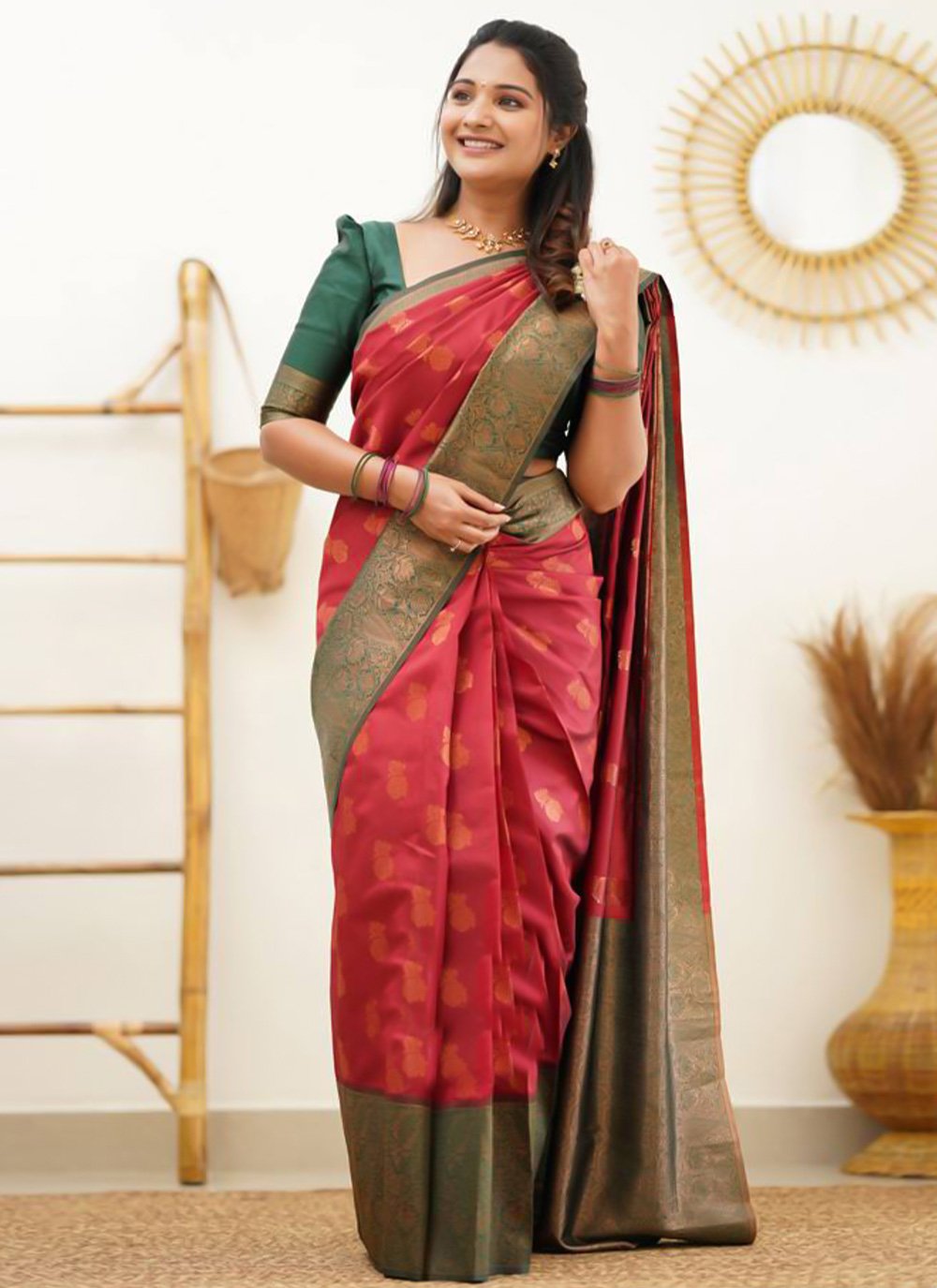 Classic Banarasi Silk Red Weaving Saree