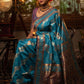 Trendy Saree Banarasi Silk Turquoise Weaving Saree