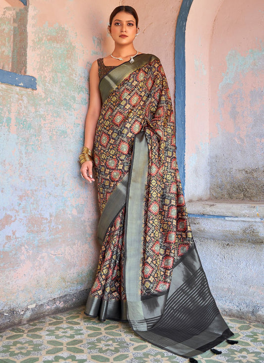 Contemporary Silk Black Weaving Saree