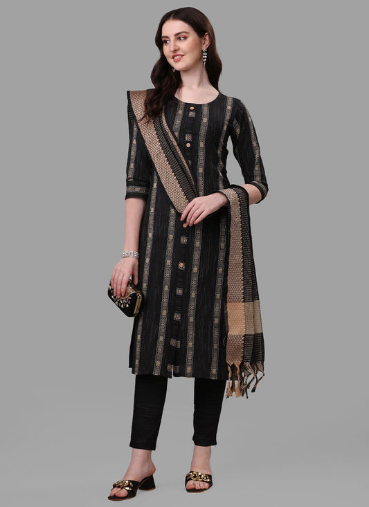 Salwar Suit Cotton Black Weaving Salwar Kameez