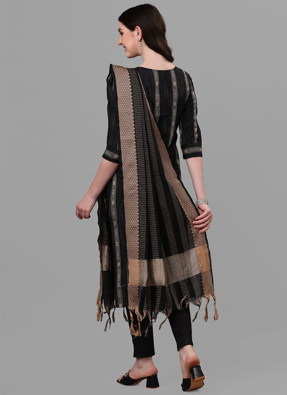 Salwar Suit Cotton Black Weaving Salwar Kameez