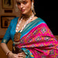 Classic Patola Silk Blue Pink Weaving Saree