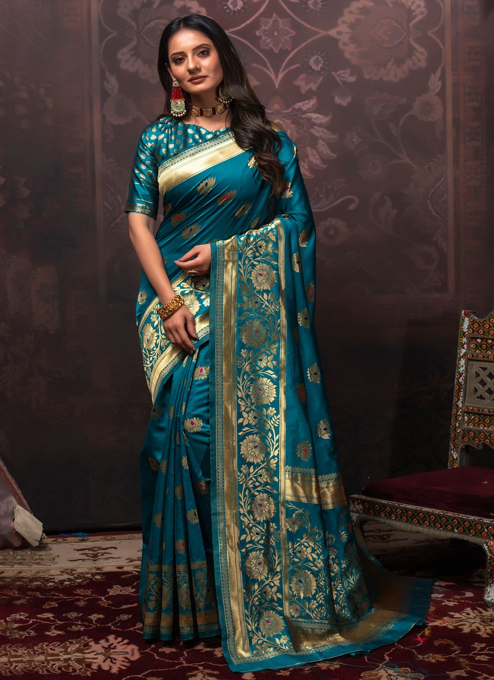 Classic Silk Blue Weaving Saree