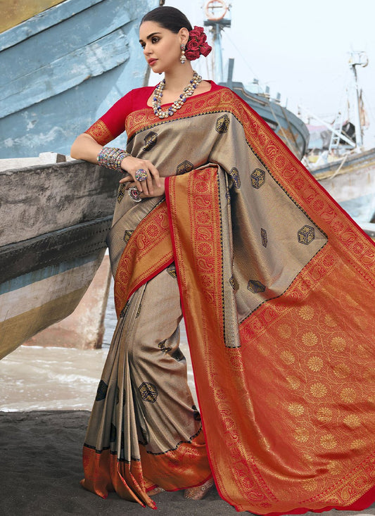 Classic Silk Brown Weaving Saree