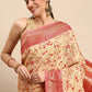 Contemporary Soft Cotton Cream Weaving Saree