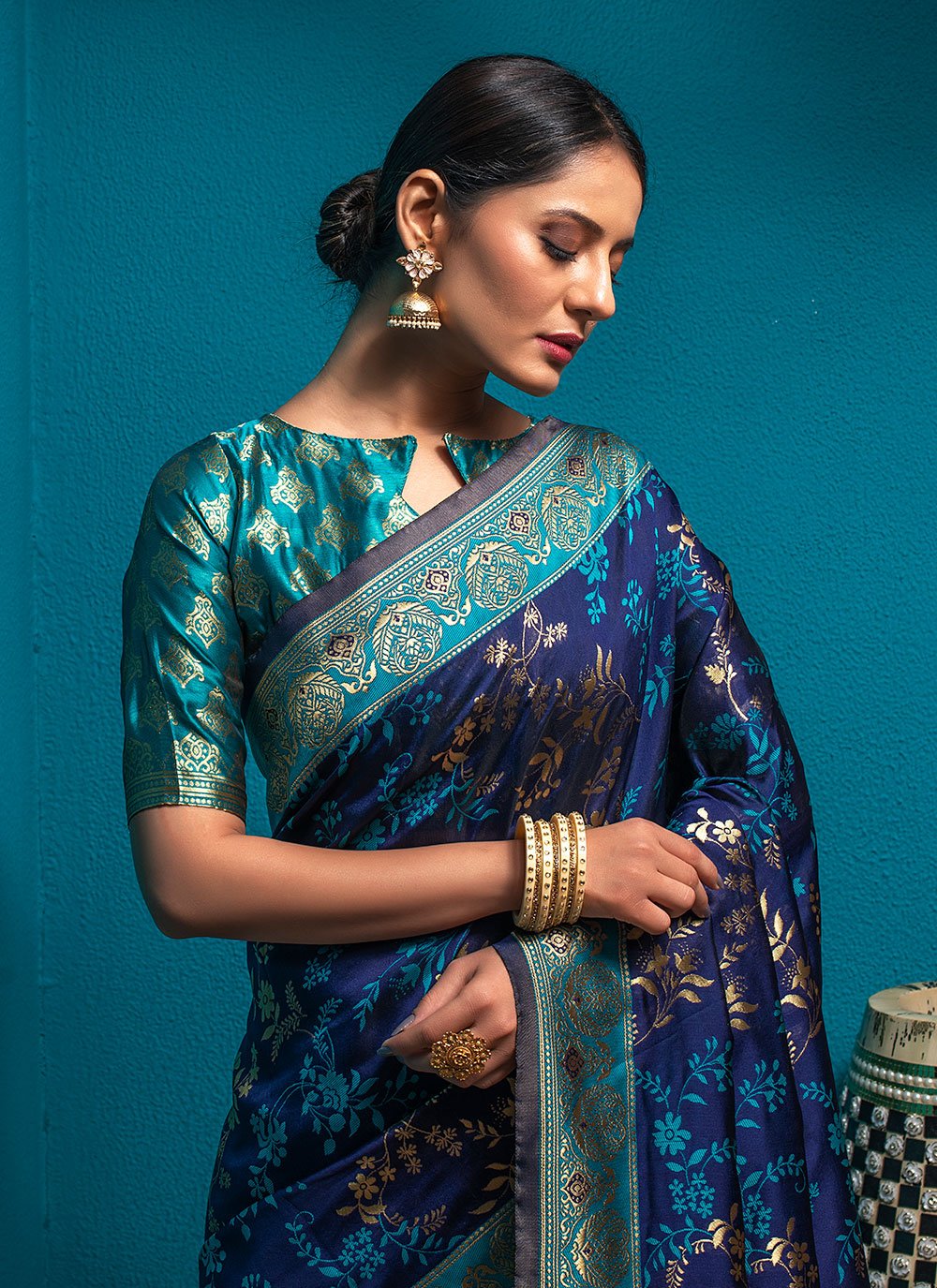 Classic Silk Blue Weaving Saree