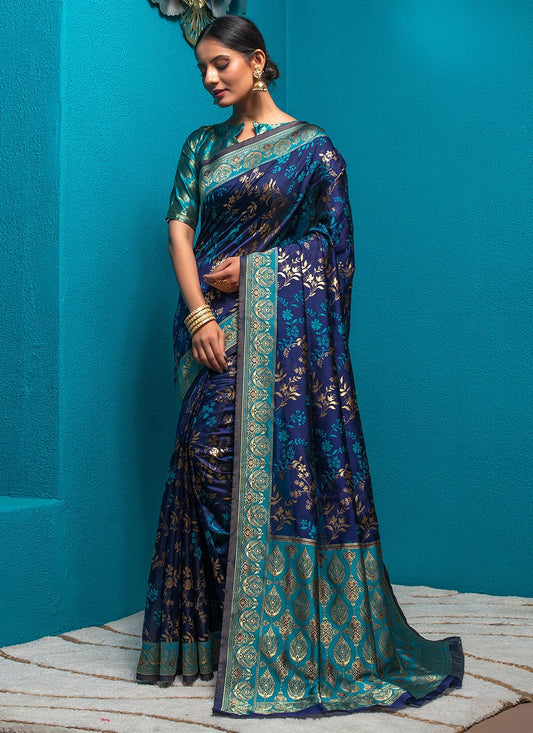 Classic Silk Blue Weaving Saree