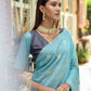 Designer Chanderi Silk Firozi Weaving Saree
