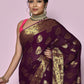 Classic Chiffon Silk Purple Weaving Saree
